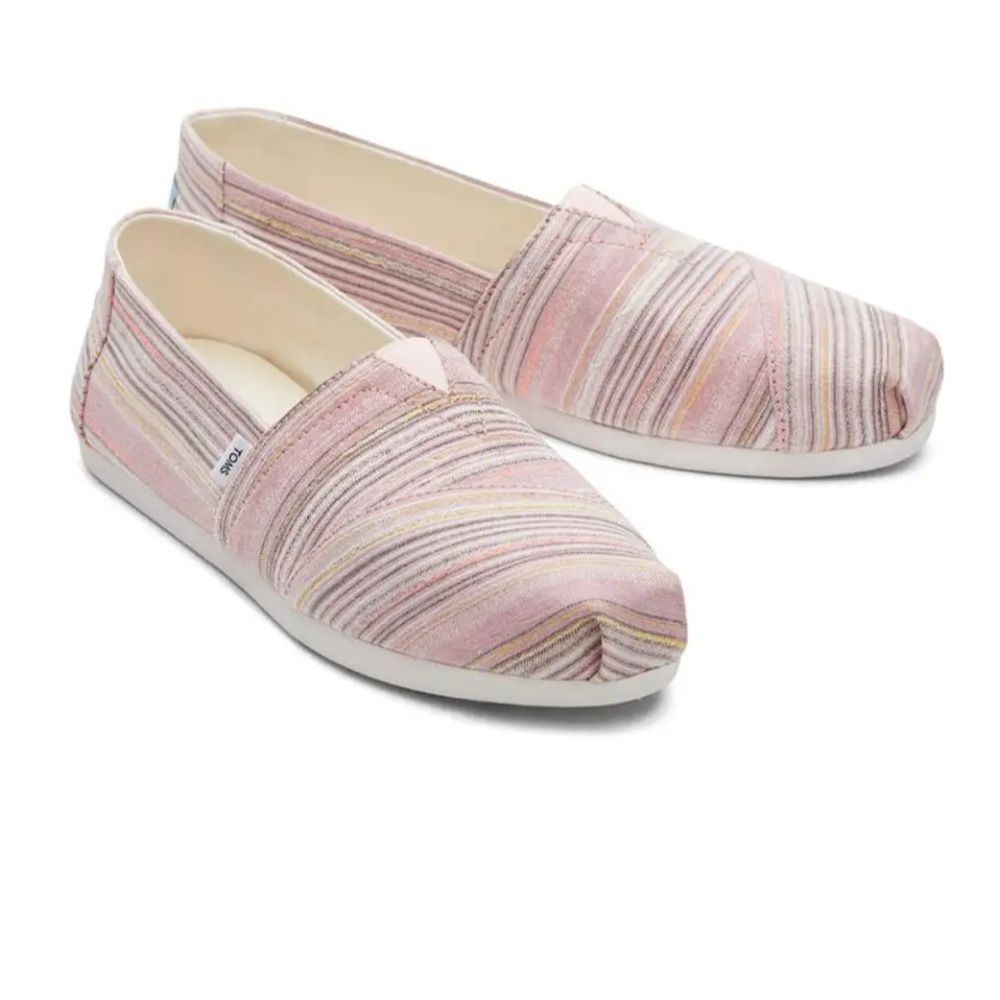 Toms Pink and Cream Stripes Canvas Espadrilles